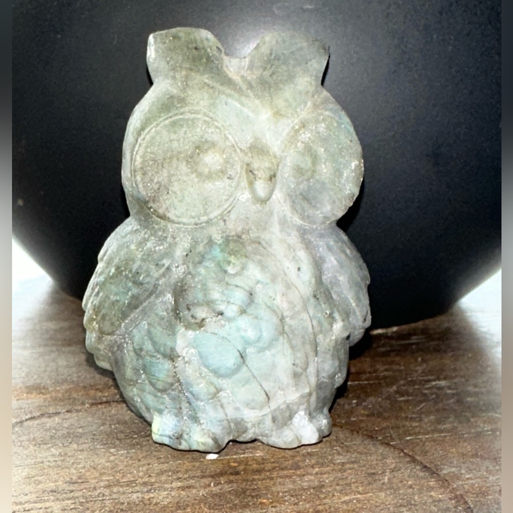 Elegant Labradorite Owl with multiple flashes